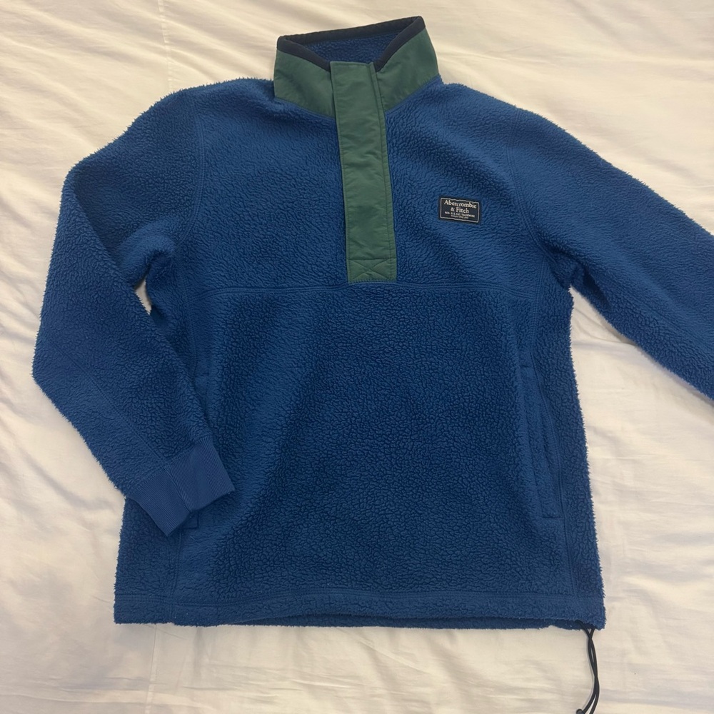 Abercrombie and Fitch men’s blue green fleece quarter zip size XS